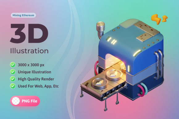 3D Illustration Mining Ethereum