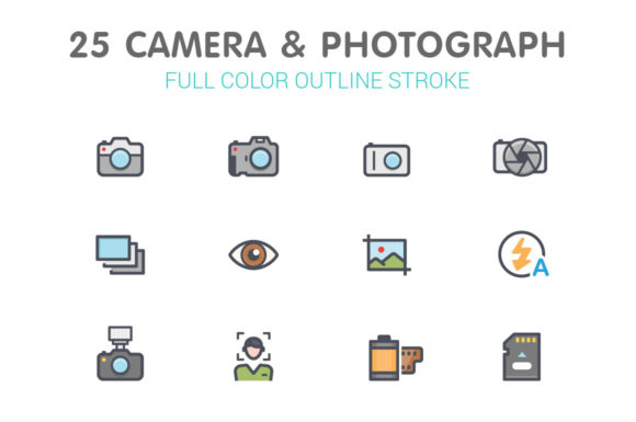 Camera and Photograph Color Icon: Versatile Design Elements for Modern Visual Projects