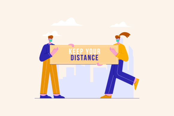 Creating Impact with Social Distancing Sign Campaign Vector Graphics
